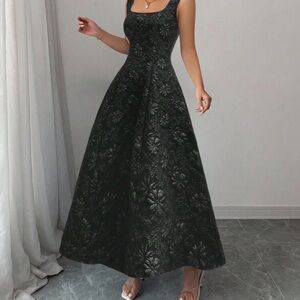 Elegant Black Floral Women's Dress